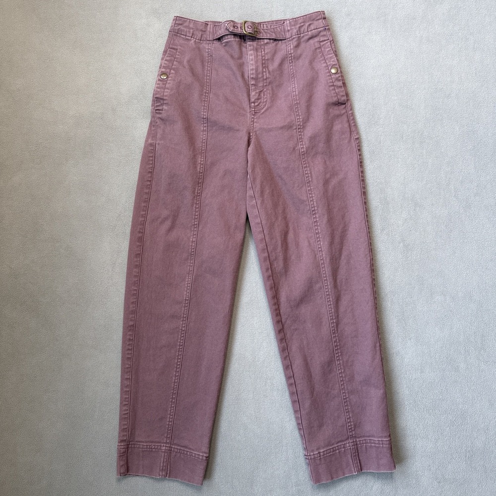 Madewell Pants Womens 2 Muted Plum Utility Straight Seamed Stretch Cotton Twill